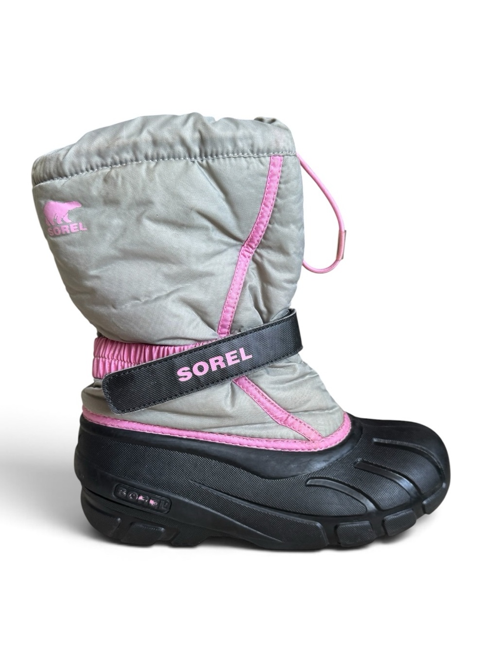 Sorel Kids Waterproof Winter Snow Boots Gray Black Pink Girls Size 5